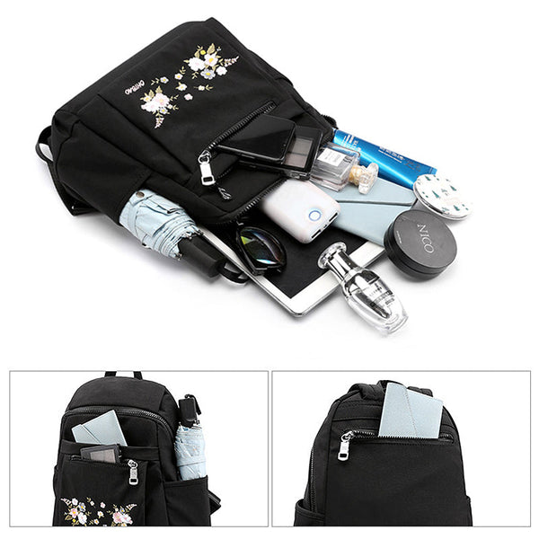 FloraVault - Reise-Rucksack mit Blumestickerei