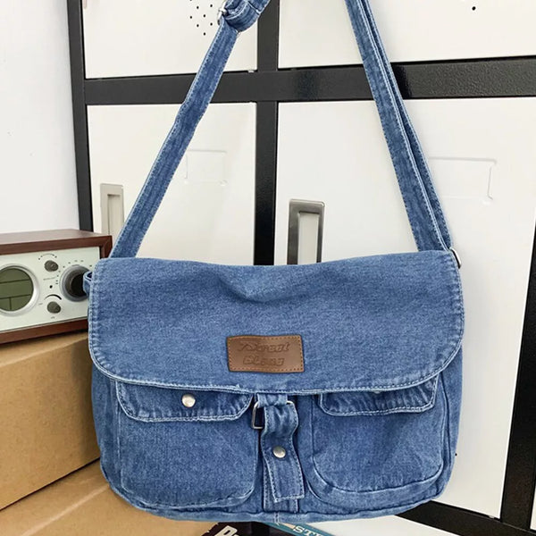 DenimCarry - Geräumigs Multi-Fach Denim-Schrägträg-Tasche