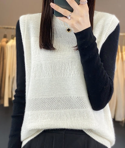 Cristina - Grauer ärmelloser einfarbiger Pullover damen