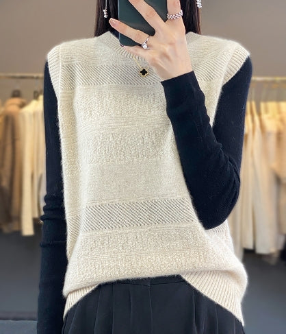 Cristina - Grauer ärmelloser einfarbiger Pullover damen