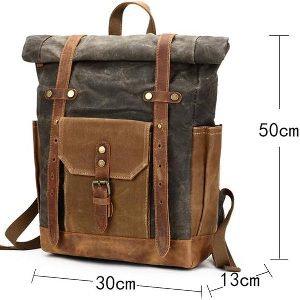 RollGuard - Militärisches Roll-Top-Canvas-Reise-Rucksack