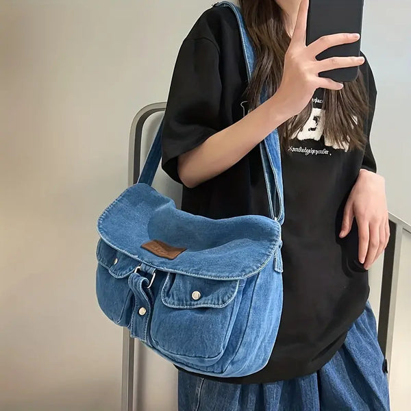 DenimCarry - Geräumigs Multi-Fach Denim-Schrägträg-Tasche