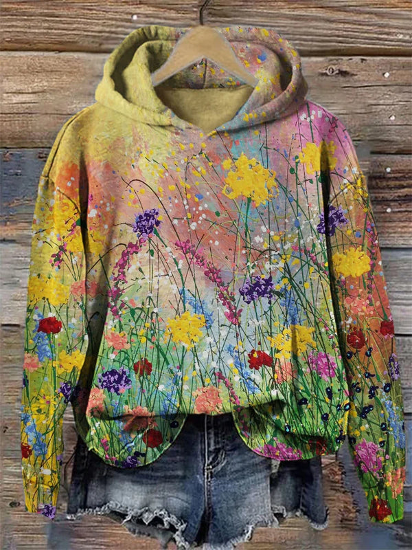 Künstlerischer Hoodie mit Blumenprint