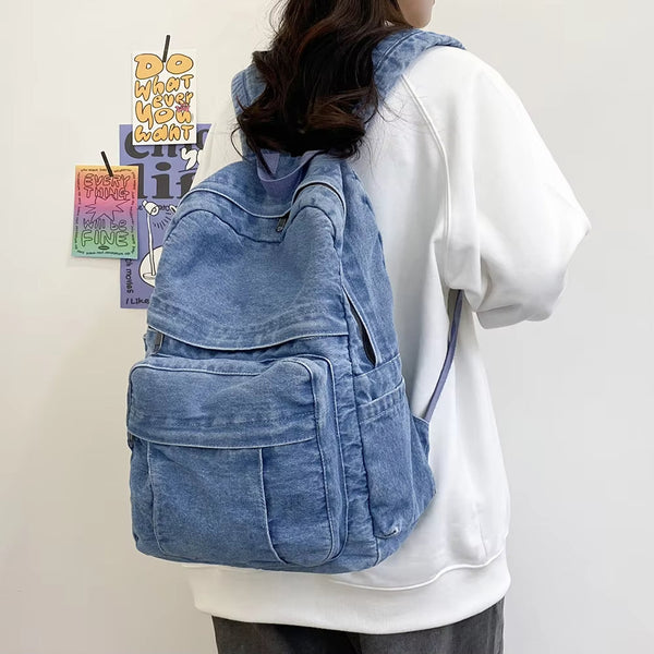 DenimTrek - Grosser Vintage-Denim-Rucksack