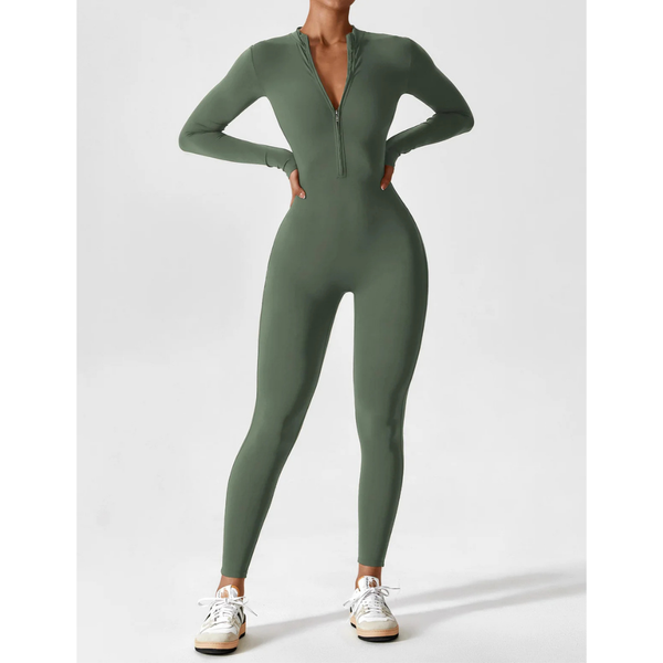 Anita - Damen V Ausschnitt Langarm Jumpsuit