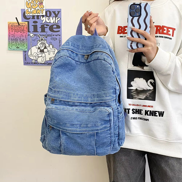 DenimTrek - Grosser Vintage-Denim-Rucksack