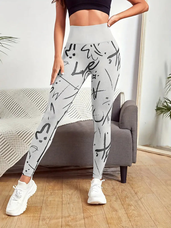 Weiße Damen-Leggings mit Print