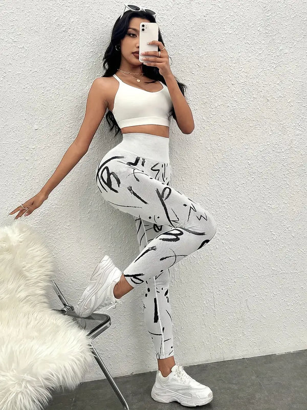 Weiße Damen-Leggings mit Print