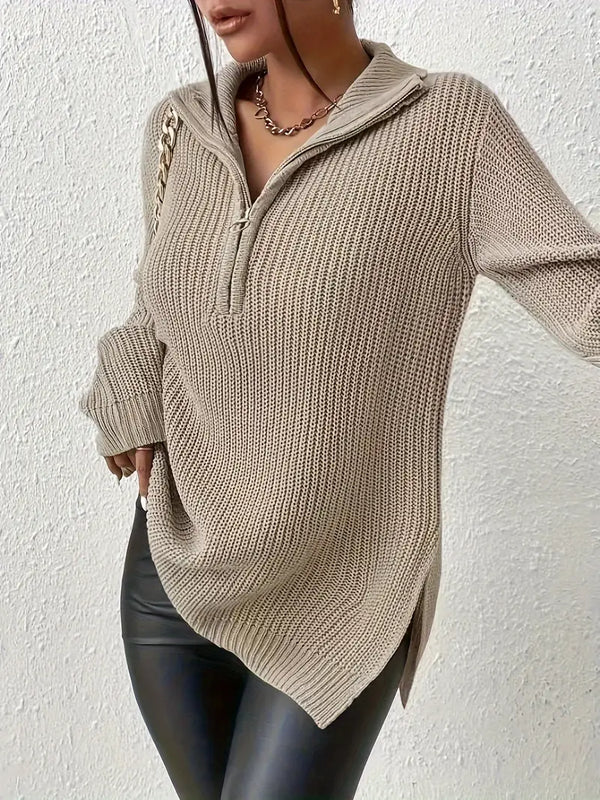 Leocadia – Lässiger Pullover mit geteilter Vorderseite für Damen