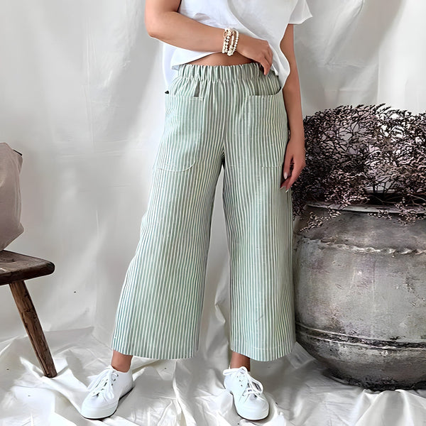 Gestreifte Cropped-Hose mit Taschen