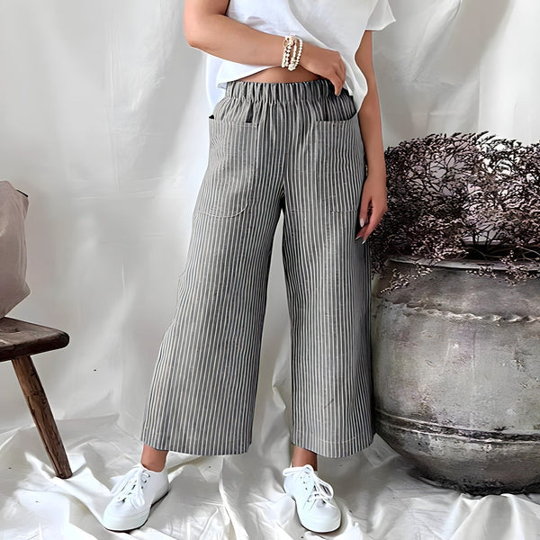 Gestreifte Cropped-Hose mit Taschen