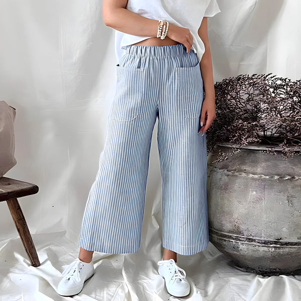 Gestreifte Cropped-Hose mit Taschen