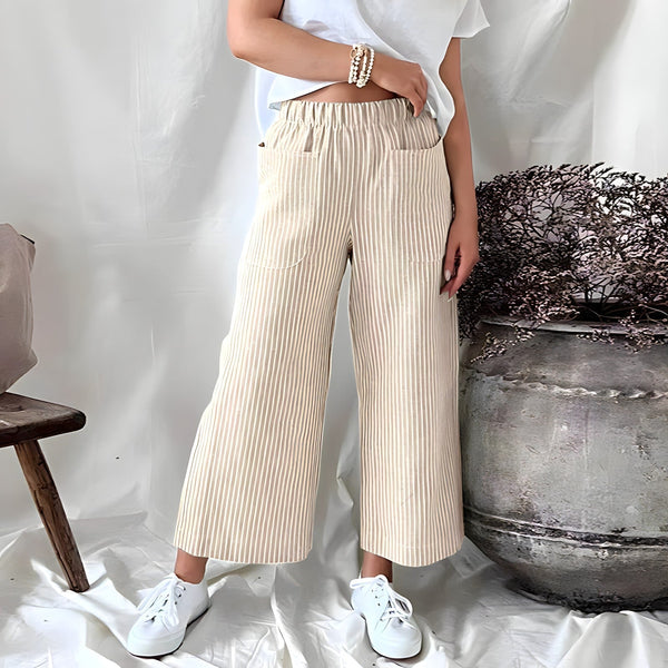 Gestreifte Cropped-Hose mit Taschen