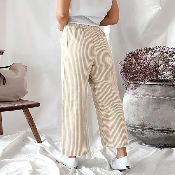 Gestreifte Cropped-Hose mit Taschen