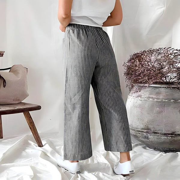 Gestreifte Cropped-Hose mit Taschen