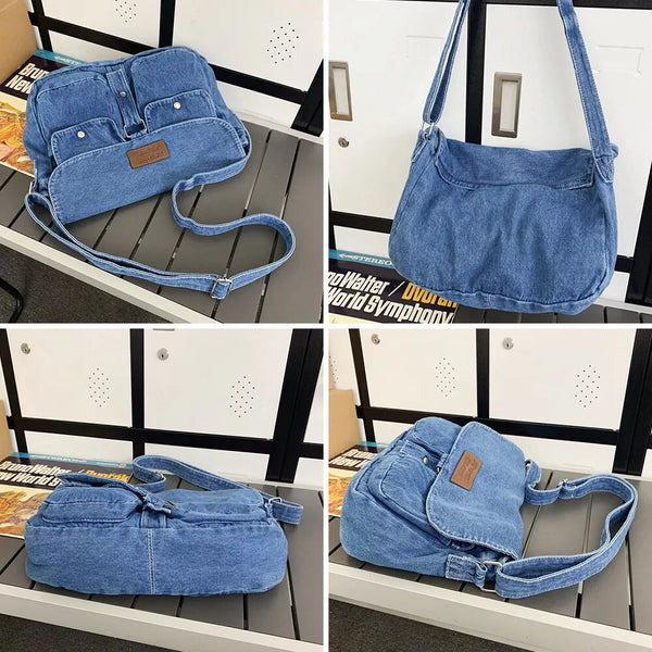 DenimCarry - Geräumigs Multi-Fach Denim-Schrägträg-Tasche