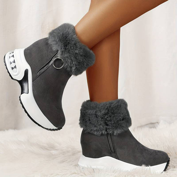 Petula - Fluffi Kragen Plateau Stiefel für Fraue