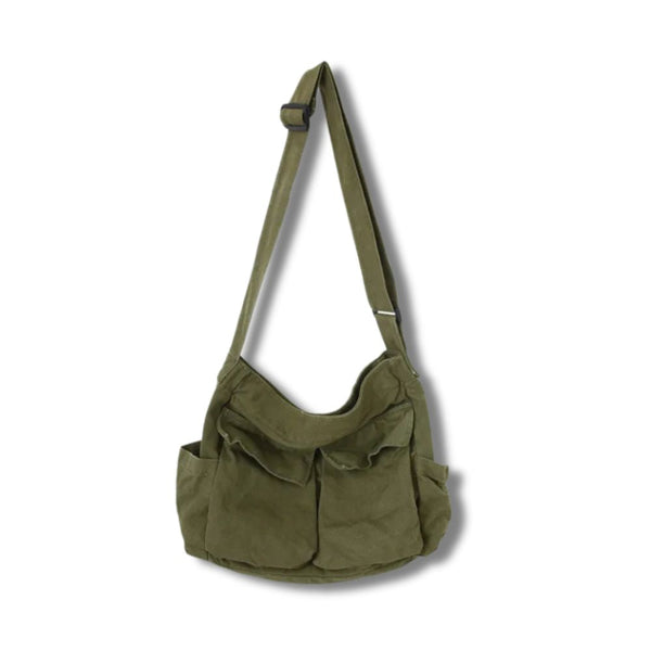 Hen - Vintage Canvas Grote Schoudertas Messenger Bag