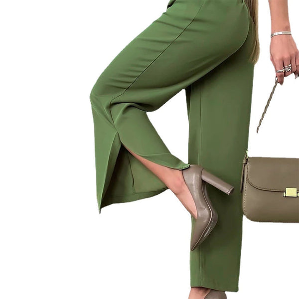 Grüne Hose mit hoher Taille für Damen