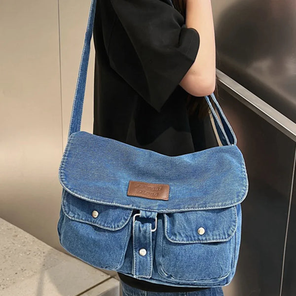 DenimCarry - Geräumigs Multi-Fach Denim-Schrägträg-Tasche