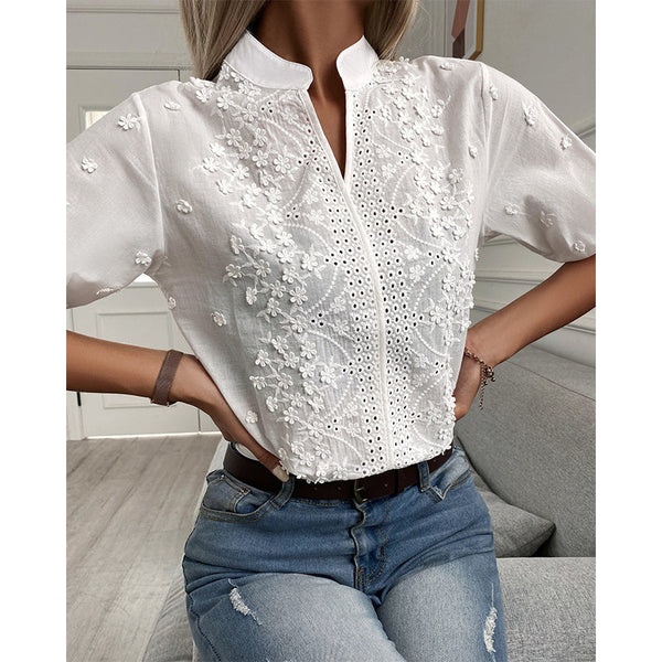 Weiße Vintage-Bluse für Damen