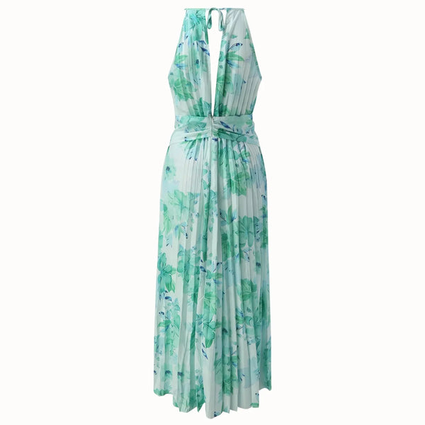 Palina - Halterneck Boho Blumenmuster Schwingkleid