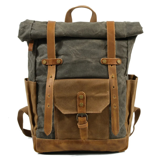 RollGuard - Militärisches Roll-Top-Canvas-Reise-Rucksack