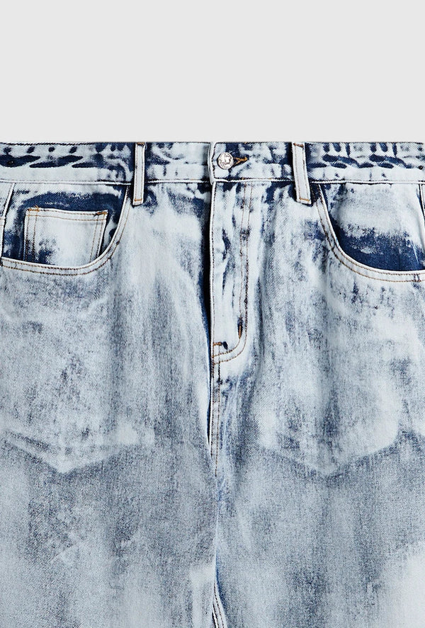 Gebleichte Denim-Jeans mit weitem Bein für Herren