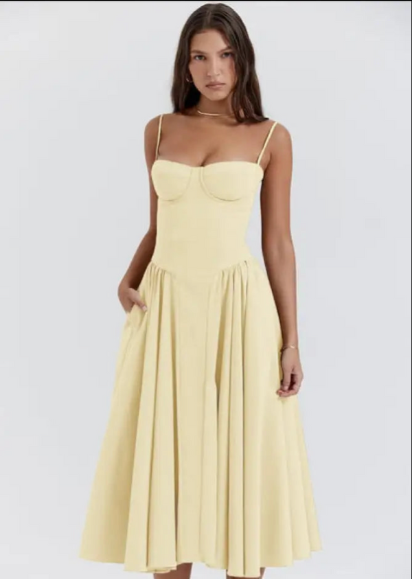 Alessa - Retro Ärmelloses Plissiertes Maxikleid