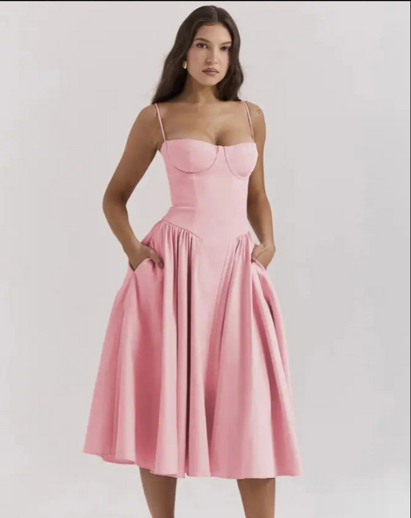 Alessa - Retro Ärmelloses Plissiertes Maxikleid