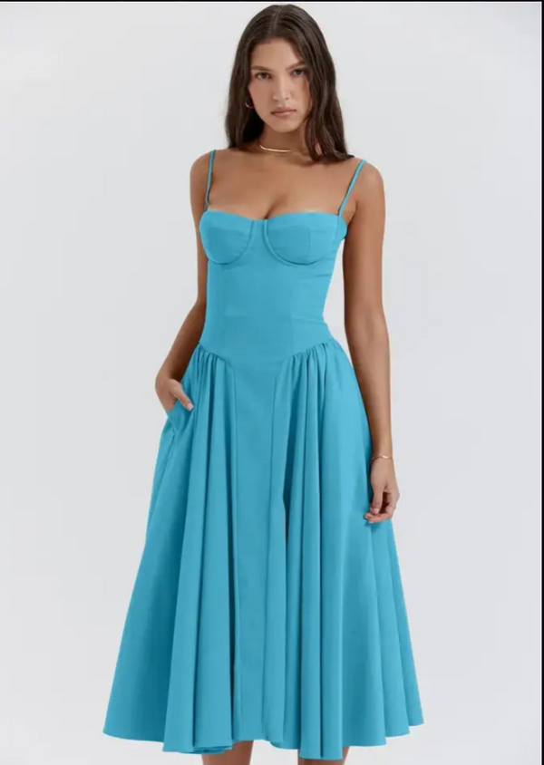 Alessa - Retro Ärmelloses Plissiertes Maxikleid