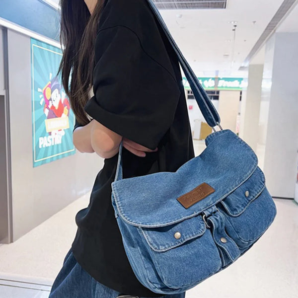 DenimCarry - Geräumigs Multi-Fach Denim-Schrägträg-Tasche