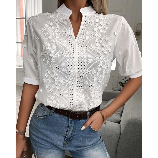 Weiße Vintage-Bluse für Damen