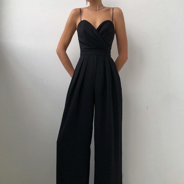 Alisha - Damen Elegante Weitem Bein Jumpsuit