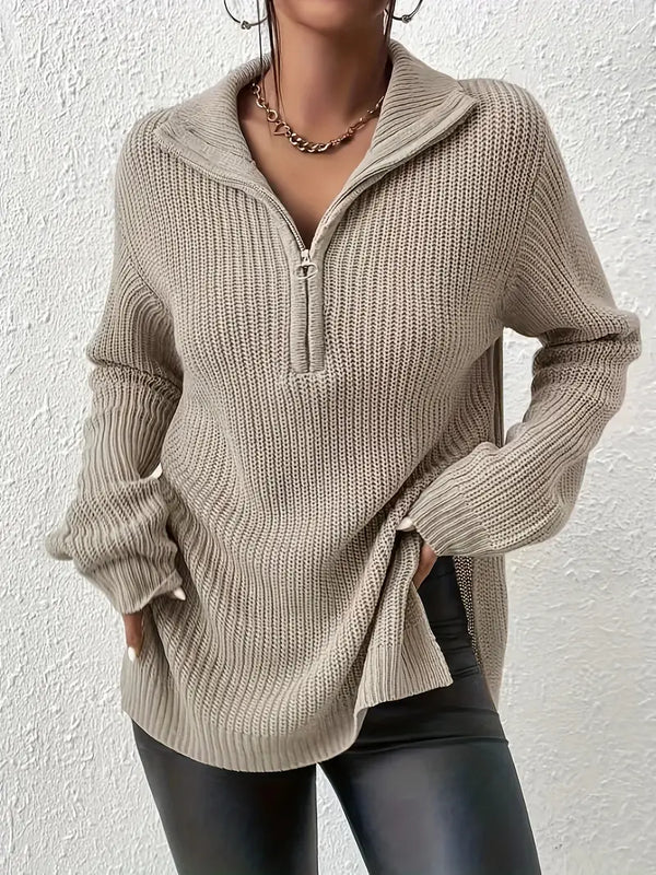 Leocadia – Lässiger Pullover mit geteilter Vorderseite für Damen