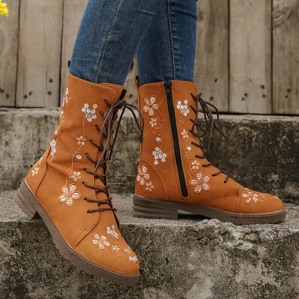 Verity – Vintage-Blumenstiefel für Damen