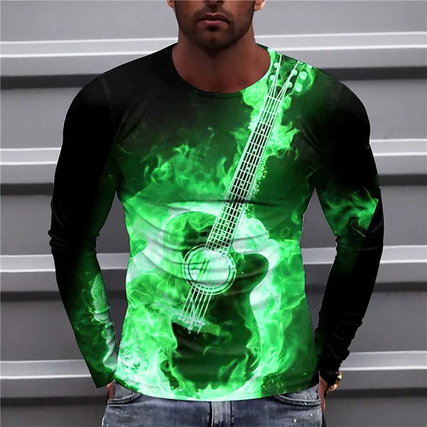 Leandro - Pullover mit feurigem Gitarren-Print für Männe