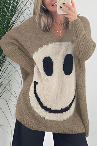 Clémence - Strickpullover mit Smileymuster für Fraue