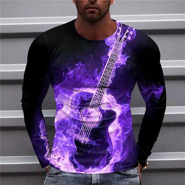 Leandro - Pullover mit feurigem Gitarren-Print für Männe