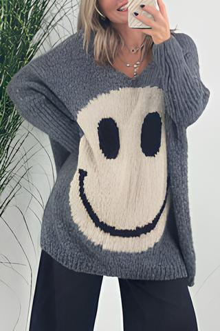 Clémence - Strickpullover mit Smileymuster für Fraue