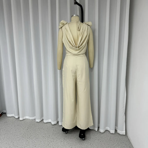 Linnea - Langer Ärmelloser Jumpsuit Mit V-ausschnitt