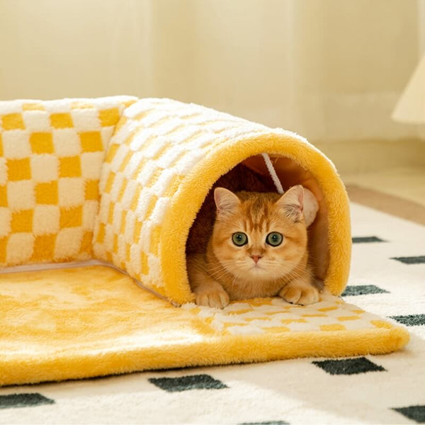 2-in-1 Katzen Tunnel Bett - FurryFun