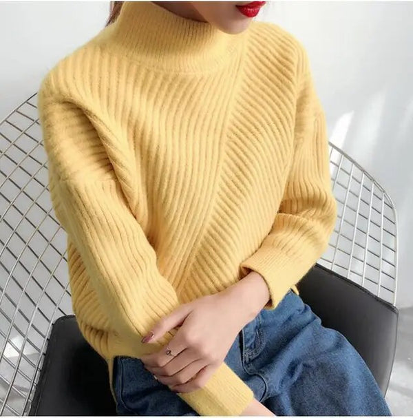 Mireia - Rippstrick Pullover mit hohem Krage für Fraue