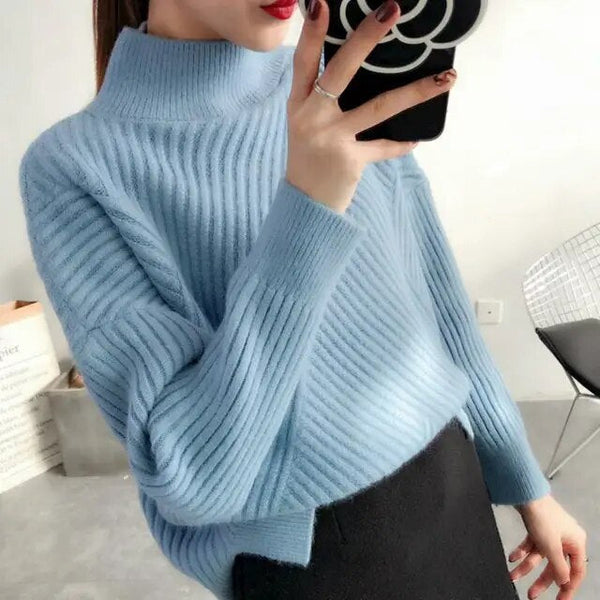 Mireia - Rippstrick Pullover mit hohem Krage für Fraue